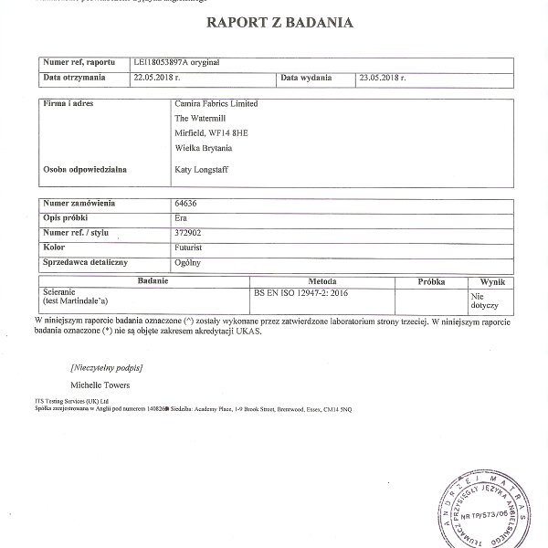 era - scieranie BS EN ISO 12947-2 2016 str 1